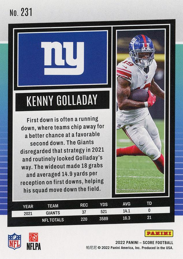 2022 Panini Score Base Kenny Golladay #231 New York Giants