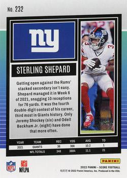 2022 Panini Score Base Sterling Shepard #232 New York Giants