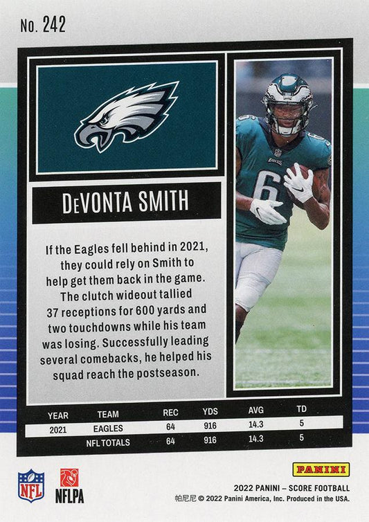2022 Panini Score Base DeVonta Smith #242 Philadelphia Eagles