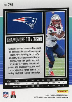 2022 Panini Score Base Rhamondre Stevenson #286 New England Patriots