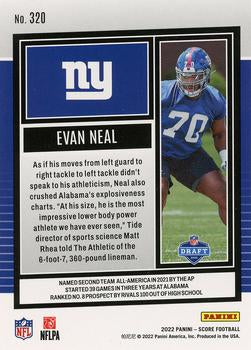 2022 Panini Score Rookies Evan Neal RC #320 New York Giants
