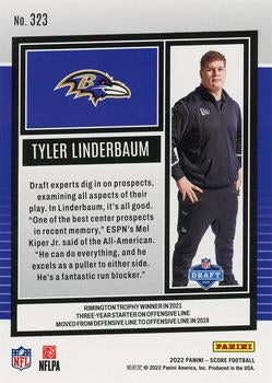 2022 Panini Score Rookies Tyler Linderbaum RC #323 Baltimore Ravens