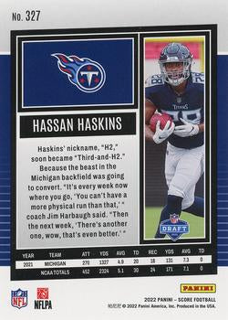 2022 Panini Score Rookies Hassan Haskins RC #327 Tennessee Titans
