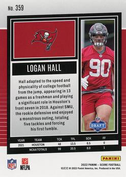 2022 Panini Score Rookies Logan Hall RC #359 Tampa Bay Buccaneers