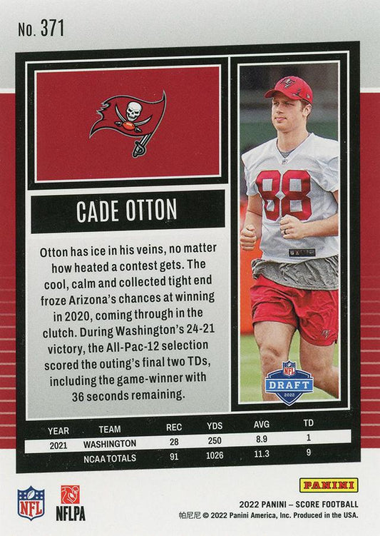 2022 Panini Score Rookies Cade Otton RC #371 Tampa Bay Buccaneers