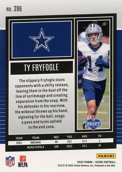 2022 Panini Score Rookies Ty Fryfogle RC #396 Dallas Cowboys
