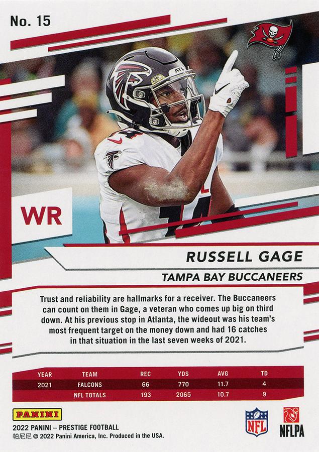 2022 Panini Prestige Base Russell Gage #15 Tampa Bay Buccaneers