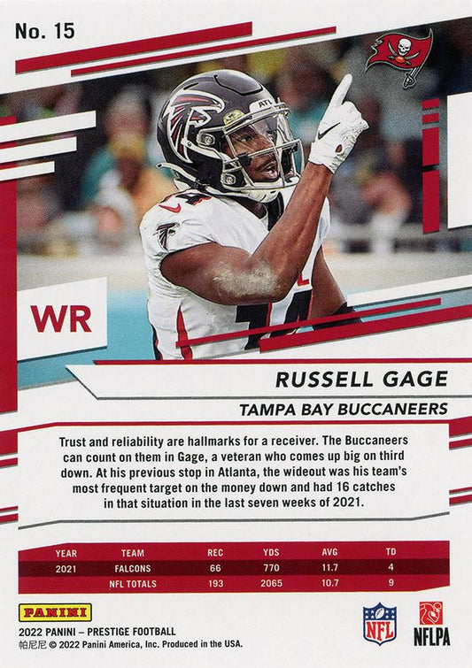 2022 Panini Prestige Base Russell Gage #15 Tampa Bay Buccaneers