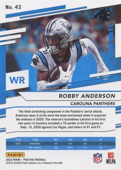2022 Panini Prestige Base Robbie Anderson #43 Carolina Panthers