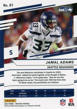 2022 Panini Prestige Base Jamal Adams #87 Seattle Seahawks