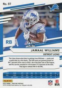 2022 Panini Prestige Base Jamaal Williams #97 Detroit Lions