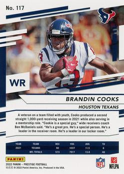 2022 Panini Prestige Base Brandin Cooks #117 Houston Texans