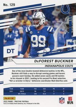2022 Panini Prestige Base DeForest Buckner #129 Indianapolis Colts