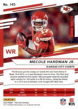 2022 Panini Prestige Base Mecole Hardman Jr. #145 Kansas City Chiefs