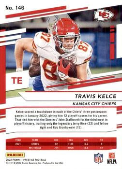 2022 Panini Prestige Base Travis Kelce #146 Kansas City Chiefs