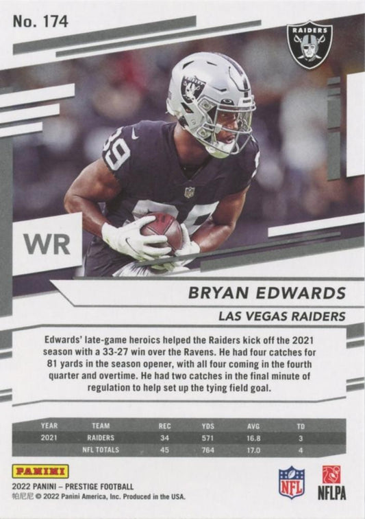 2022 Panini Prestige Base Bryan Edwards #174 Las Vegas Raiders