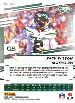 2022 Panini Prestige Base Zach Wilson #225 New York Jets
