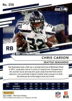 2022 Panini Prestige Base Chris Carson #256 Seattle Seahawks