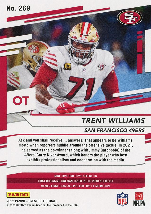 2022 Panini Prestige Base Trent Williams #269 San Francisco 49ers