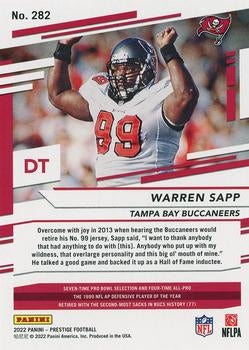 2022 Panini Prestige Base Warren Sapp #282 Tampa Bay Buccaneers