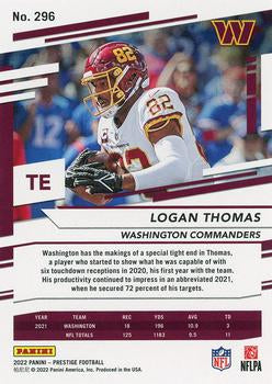2022 Panini Prestige Base Logan Thomas #296 Washington Commanders