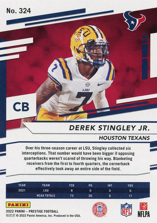 2022 Panini Prestige Rookies Derek Stingley Jr. RC #324 Houston Texans
