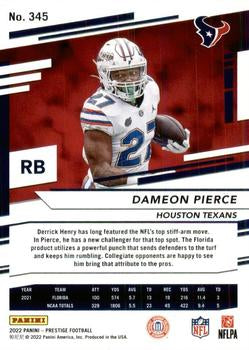 2022 Panini Prestige Rookies Dameon Pierce RC #345 Houston Texans
