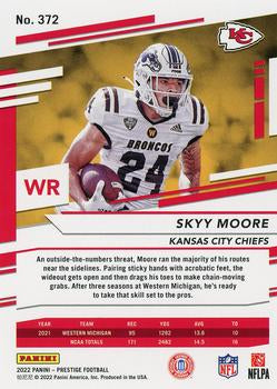 2022 Panini Prestige Rookies Skyy Moore RC #372 Kansas City Chiefs