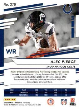 2022 Panini Prestige Rookies Alec Pierce RC #376 Indianapolis Colts