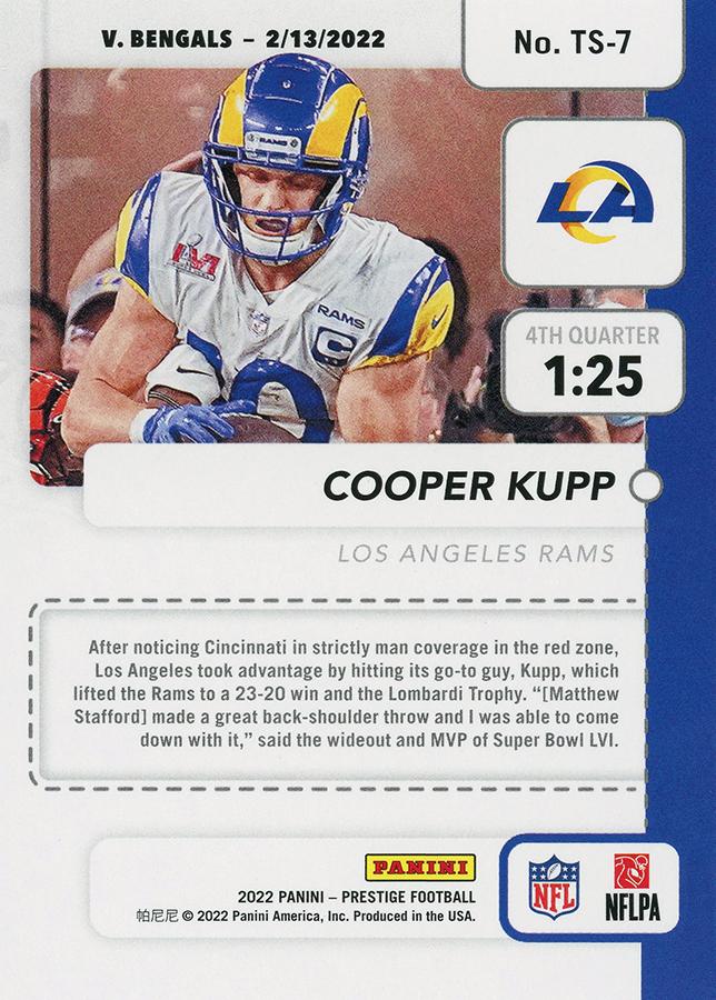 2022 Panini Prestige Time Stamped Cooper Kupp TS-7 Los Angeles Rams
