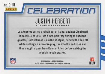 2022 Panini Score Celebration Justin Herbert C-JH Los Angeles Chargers