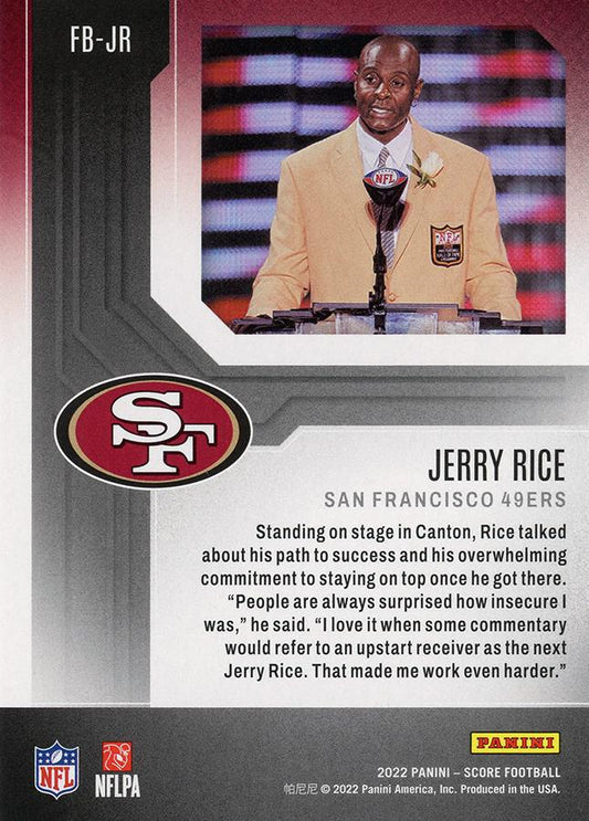 2022 Panini Score First Ballot Jerry Rice FB-JB San Francisco 49ers