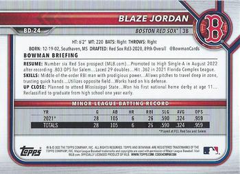 2022 Bowman Draft Blaze Jordan BD-24 Boston Red Sox