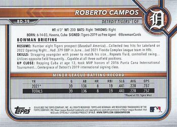 2022 Bowman Draft Roberto Campos BD-39 Detroit Tigers