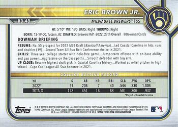 2022 Bowman Draft Eric Brown Jr. FBC 1st Bowman BD-48 Milwaukee Brewers