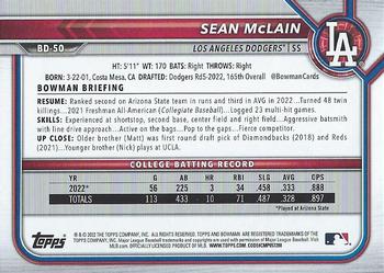 2022 Bowman Draft Sean McLain FBC 1st Bowman BD-50 Los Angeles Dodgers