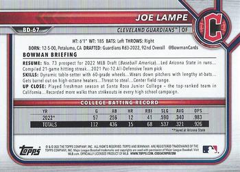 2022 Bowman Draft Joe Lampe FBC 1st Bowman BD-67 Cleveland Guardians