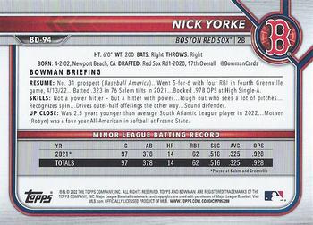 2022 Bowman Draft Nick Yorke BD-94 Boston Red Sox