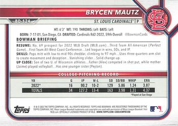 2022 Bowman Draft Brycen Mautz FBC 1st Bowman BD-124 St. Louis Cardinals