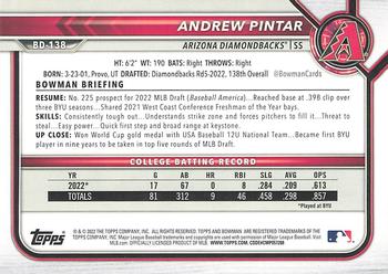 2022 Bowman Draft Andrew Pintar FBC BD-138 Arizona Diamondbacks