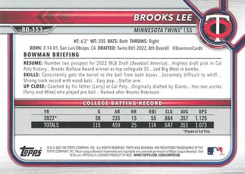 2022 Bowman Draft Brooks Lee FBC 1st Bowman BD-153 Minnesota Twins