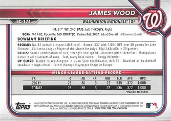 2022 Bowman Draft James Wood BD-171 Washington Nationals