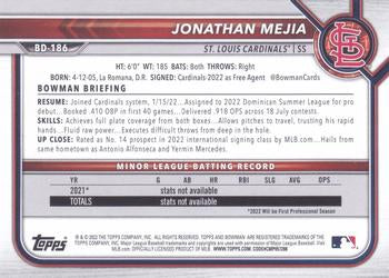2022 Bowman Draft Jonathan Mejia BD-186 St. Louis Cardinals