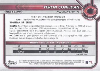 2022 Bowman Draft Yerlin Confidan BD-199 Cincinnati Reds
