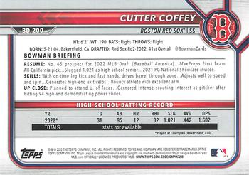 2022 Bowman Draft Cutter Coffey FBC 1st Bowman BD-200 Boston Red Sox