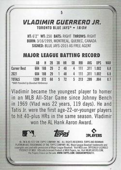 2022 Bowman Platinum Base Vladimir Guerrero Jr. #5 Toronto Blue Jays