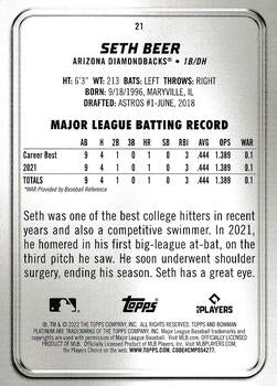 2022 Bowman Platinum Base Seth Beer RC #21 Arizona Diamondbacks