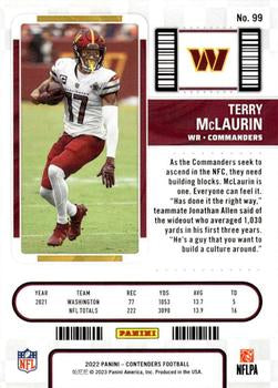 2022 Panini Contenders Season Ticket Terry McLaurin # 99 Washington Commanders