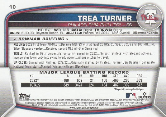 2023 Bowman Trea Turner #10 Philadelphia Phillies