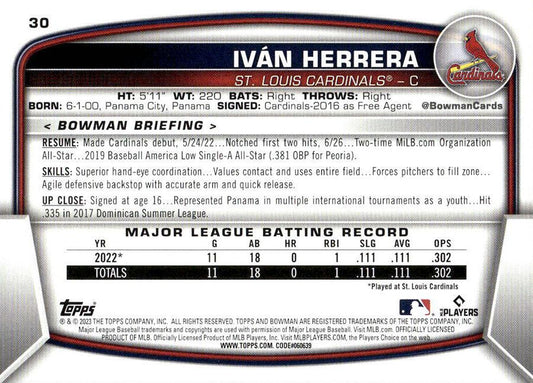 2023 Bowman Ivan Herrera RC #30 St. Louis Cardinals